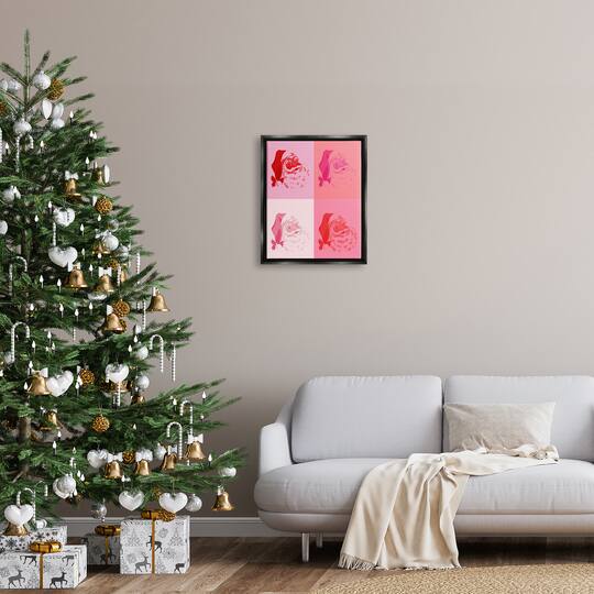 Stupell Industries Pop Style Pink Santa Claus Framed Floater Canvas Wall Art